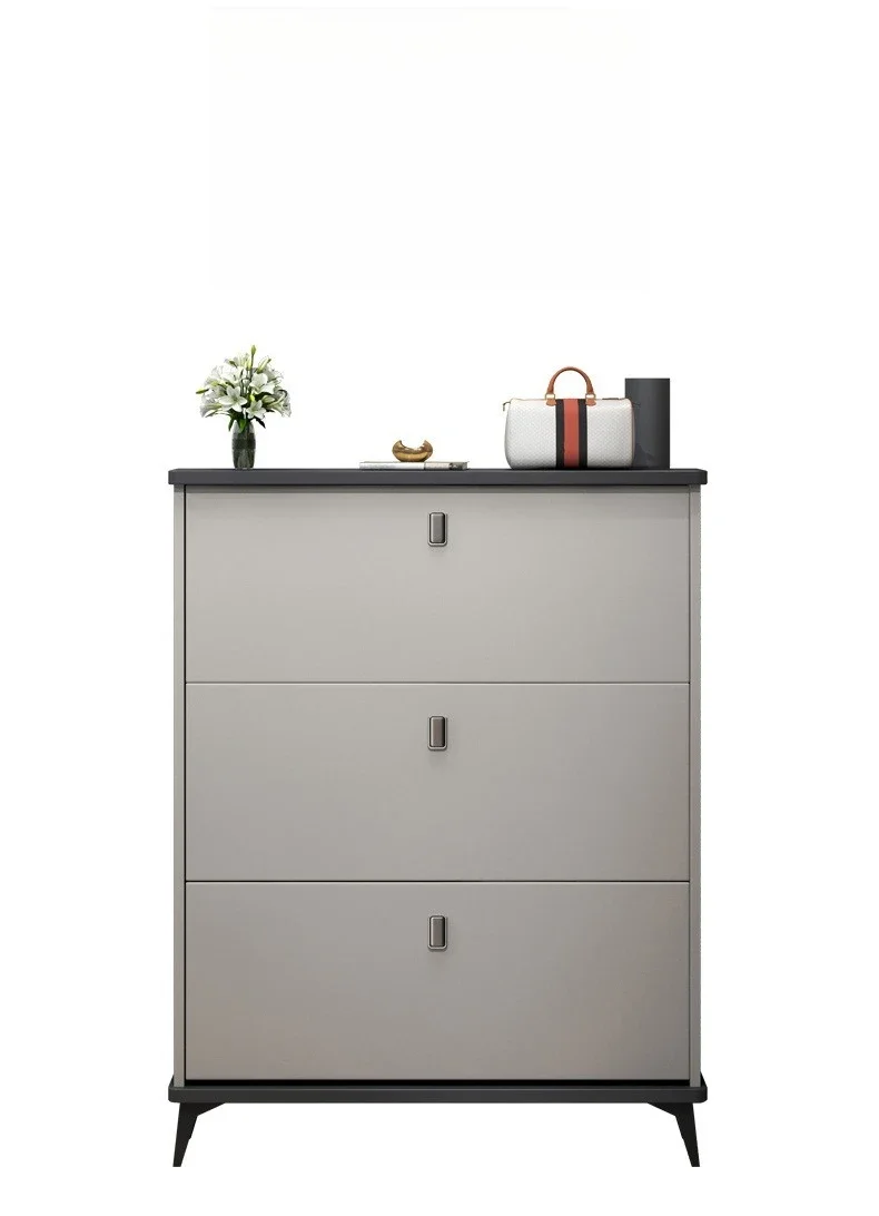 

Solid wood ultra-thin shoe cabinet, household door, small apartment, entrance foyer cabinet, Italian tipping bucket entrance