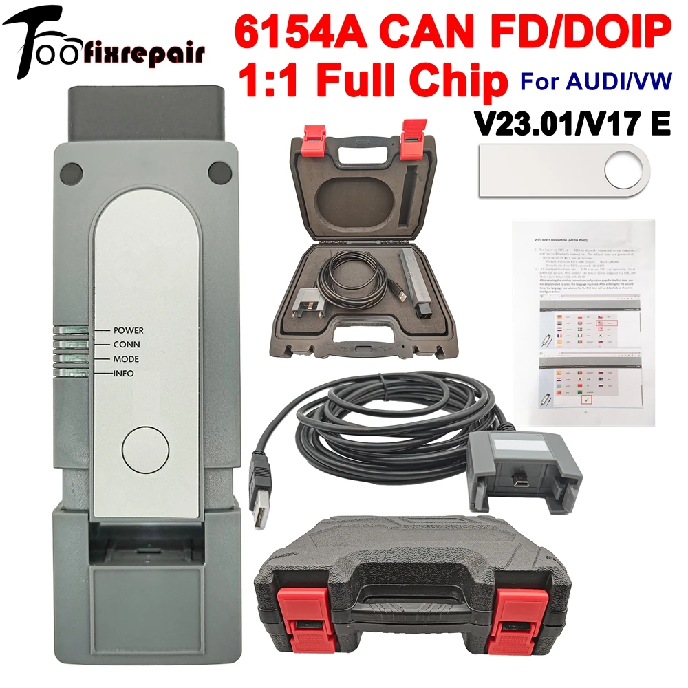 6154A V23.01/V17.01 Support CAN FD DOIP OBD2 Diagnostic Tool For AUDI/VW Full Chip Better than VNCI 6154 5054A Cover VAG Group
