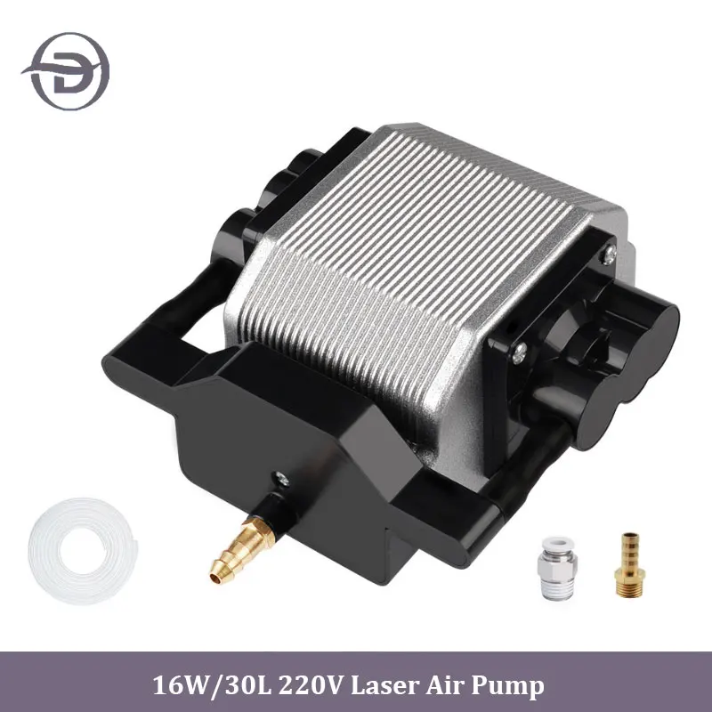 Bomba de asistencia de aire láser CNC 30L/Min, compresor de aire eléctrico de 16W para máquina de grabado y corte láser, velocidad ajustable, poco