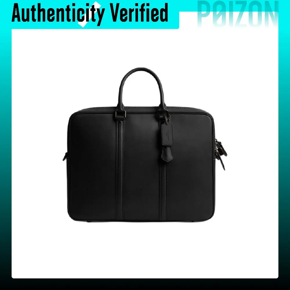COACH Metropolitan Glove Tanned Leather Laptop Bag Large Men's Black CY795-BLK