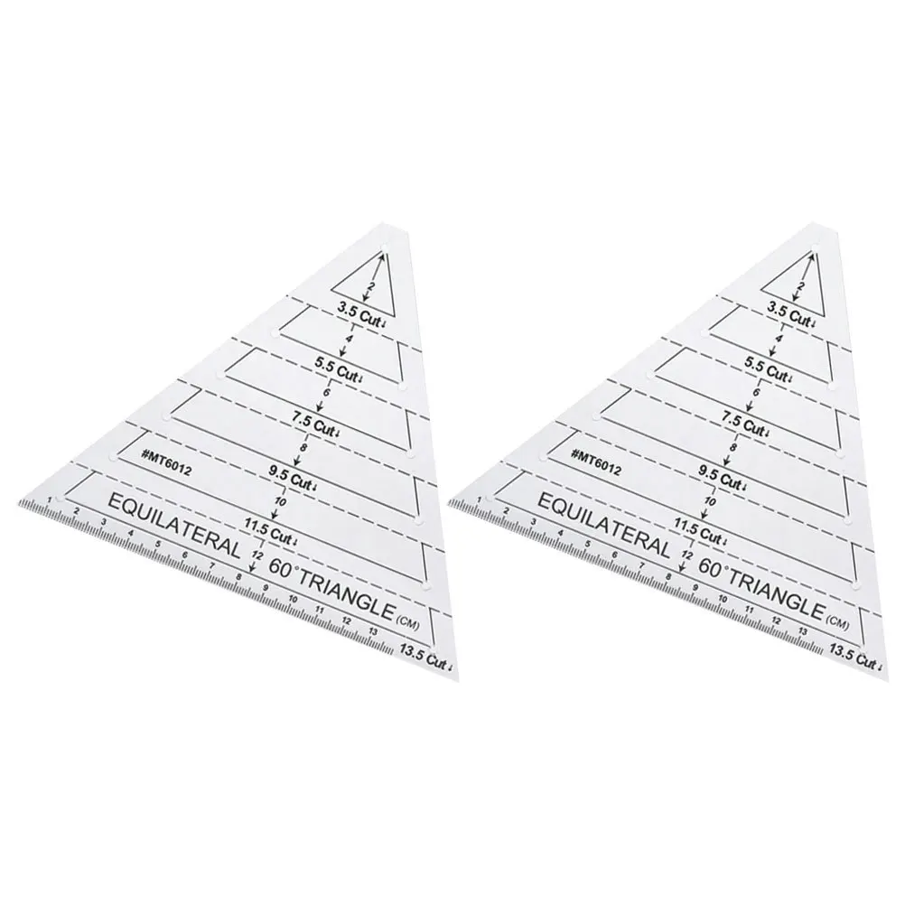 2Pcs Acrylic Patchwork Ruler Quilting Template with Measurement Lines for Sewing Crafts Easy to Use Creative Tool