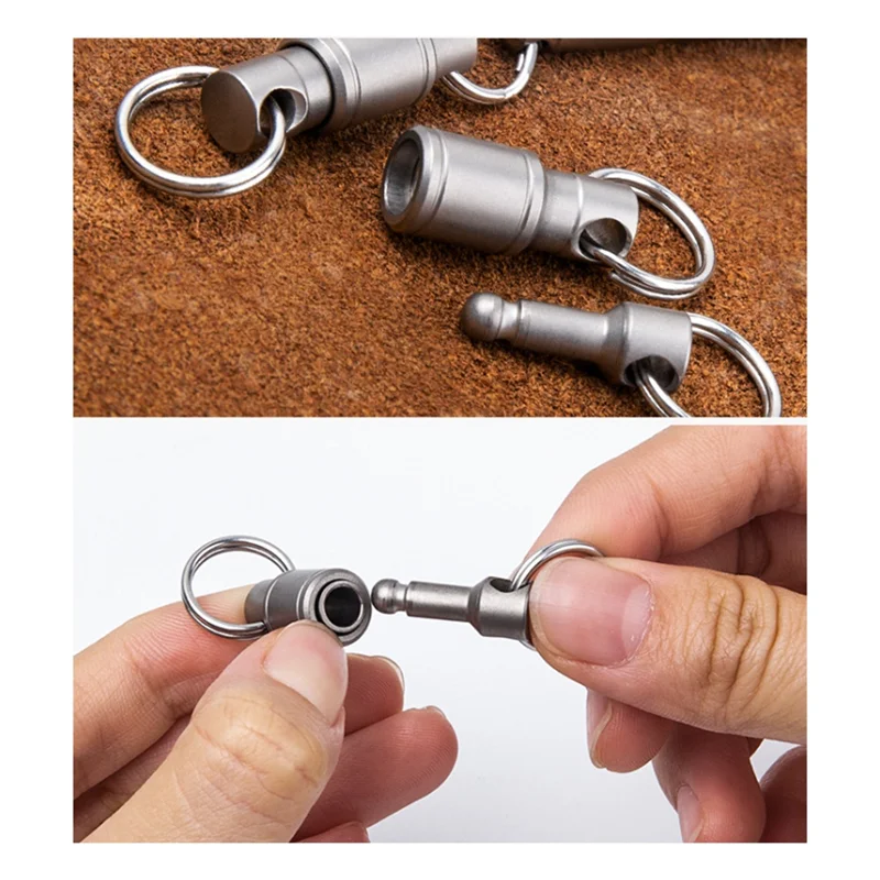 BMBY-2Pcs سلسلة المفاتيح الإفراج السريع التيتانيوم مشبك دوار المفاتيح مع حلقة تسلق التيتانيوم وأقراط المفاتيح