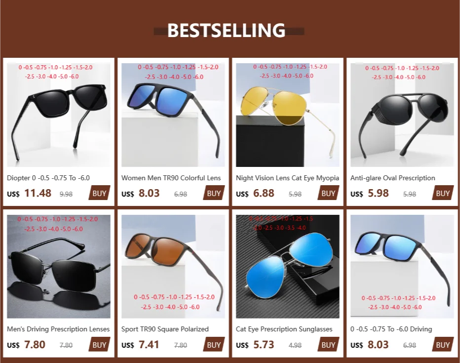 0-0,5 -0,75 bis -6,0 fahren Myopie Sonnenbrille mit Rezept Markendesigner Männer TR90 polarisierte Dioptrien Sonnenbrille für Frauen – Detail 1