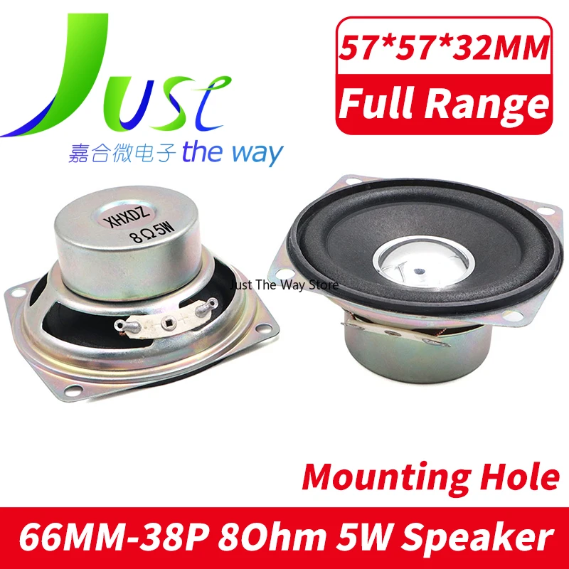 2Pcs 2.5 Inch 66MM Audio Square Speaker 38MM Magnet 8 Ohm 5W Full Range Speaker Audio Sound Amplifier Home Theater Loudspeaker