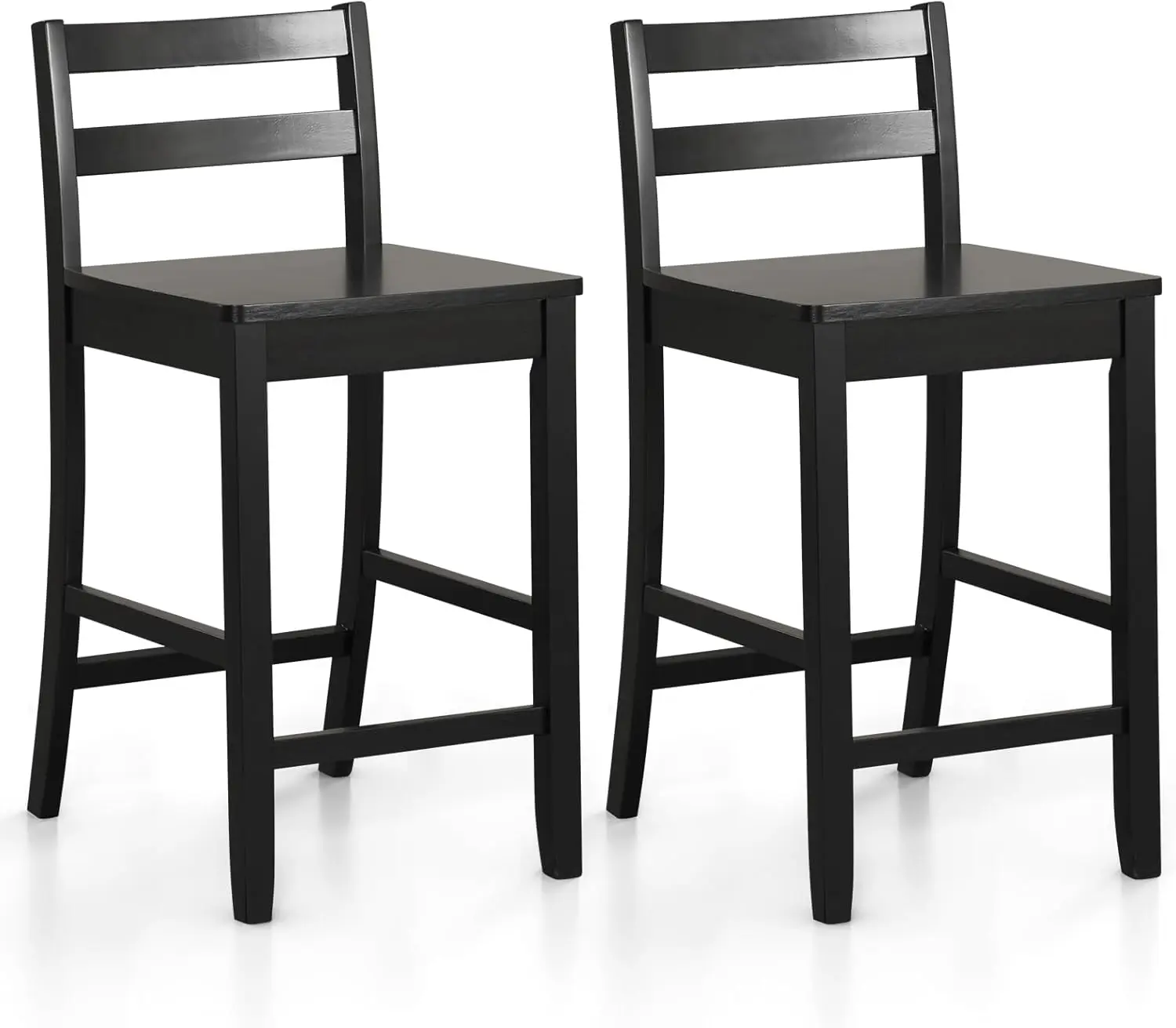 

2 Sets Counter Height Stools Ergonomic Backrest Kitchen Island Pub Cafe High Dining Chairs Wooden Bar Stools
