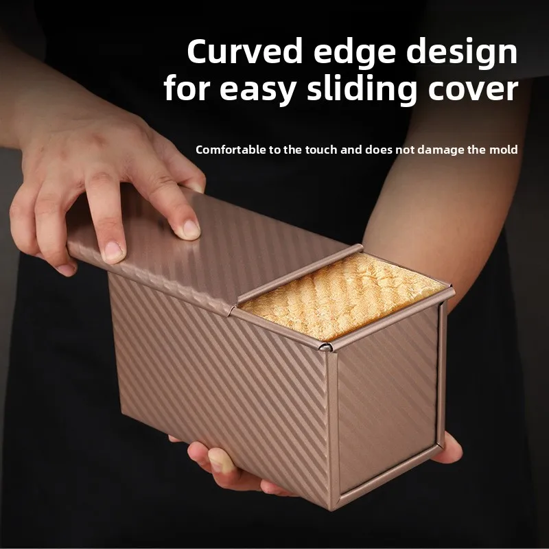 Gold Carbon Steel Corrugated Lid Toast Box Baking Tools Bread Mould Toast Box Toast Baking Cake Mould