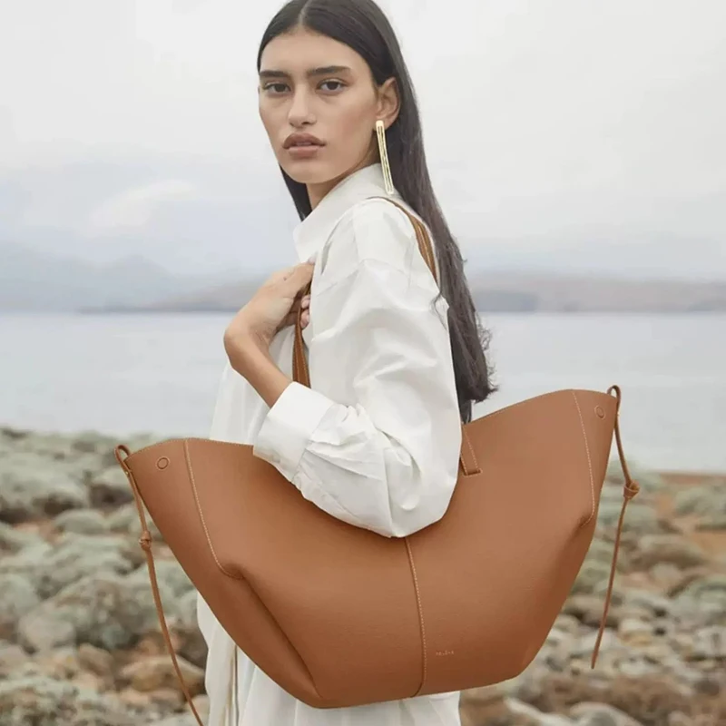 

New Fashion Women's Leather Underarm Handbag Cowhide Single Shoulder Wing Bag Large Capacity Dumpling Bag Luxury Tote Bag