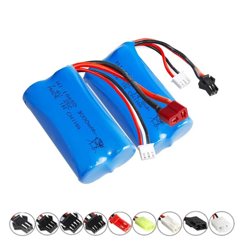 1PCS 7.4V 3000mah 2s Lipo Battery 18650 Rechargeable 25C For Wltoys 12423 10428 12429 12401 12402 12402A RC Car Spare Parts