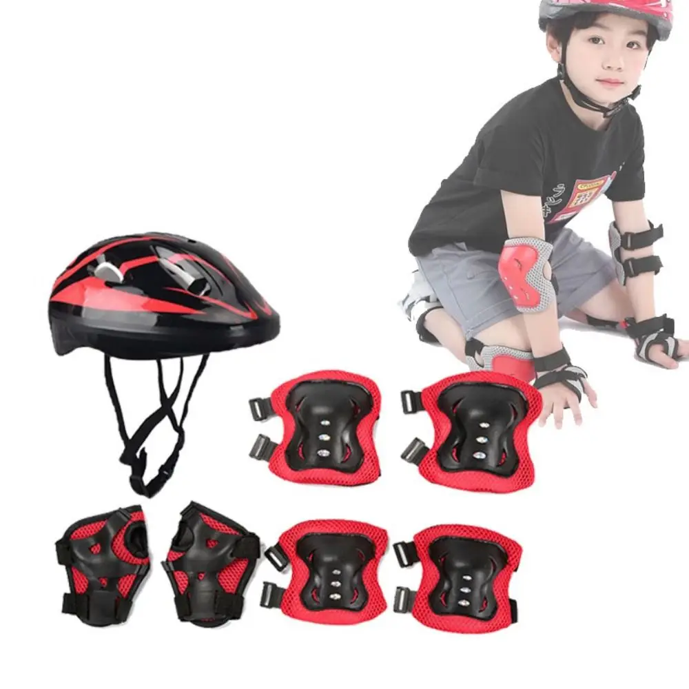 2024 Foam Cycling Helmet Adjustable 4-12 Years Wrist Guard Safety Set Kid