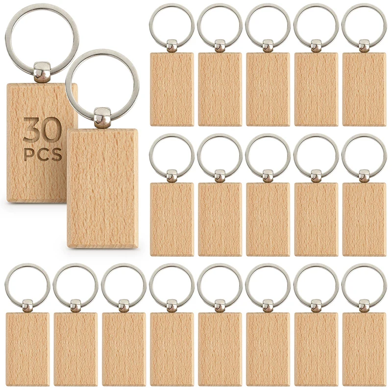 

5Pcs Beech Key Chain Solid Wood Key Chain Wooden Gift Blank Wood Student Prize