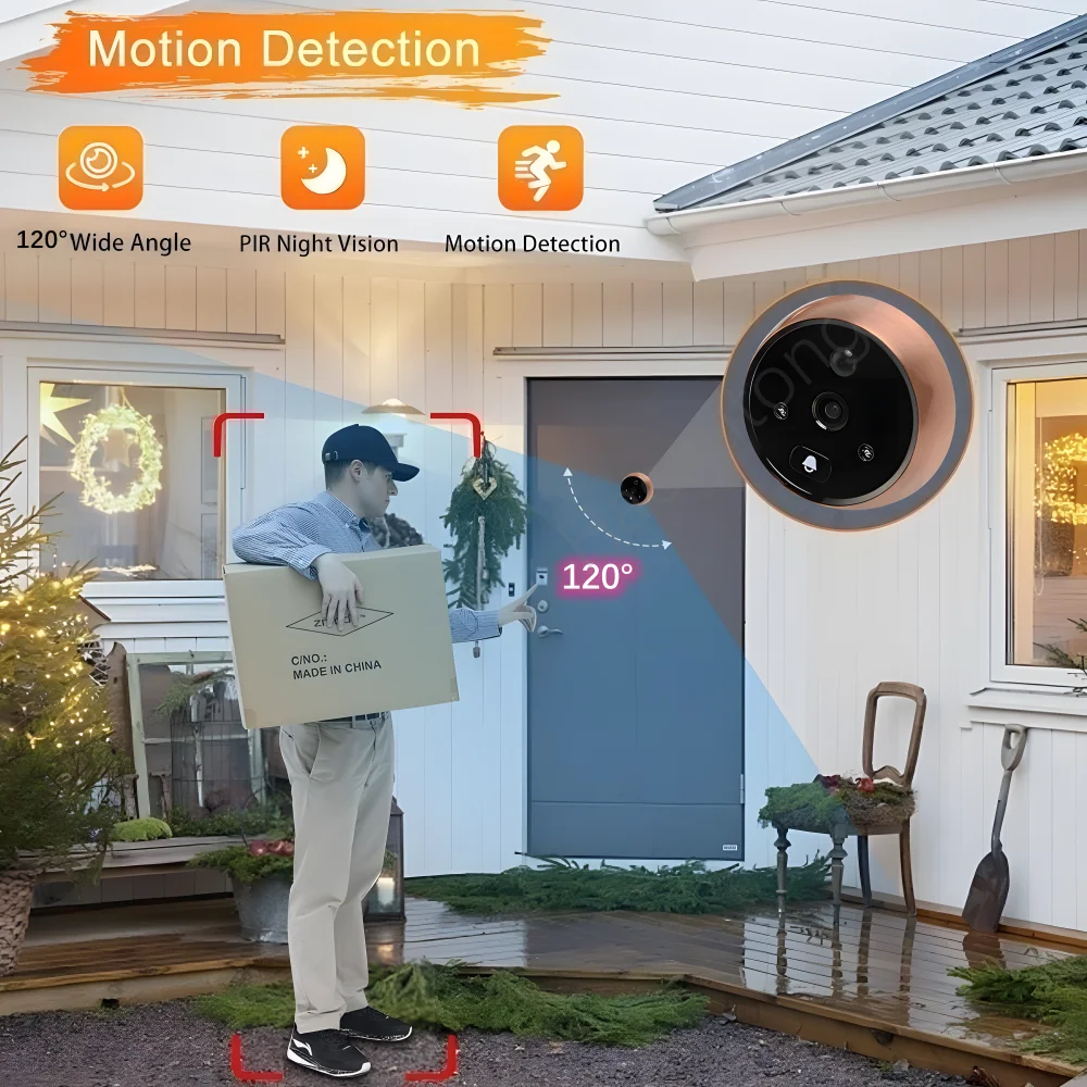 Smart Digital Door Peephole Viewer 4.3 Inch Door Bell Camera Digital Magic Eye Pir Monition Detection Home Security Protection