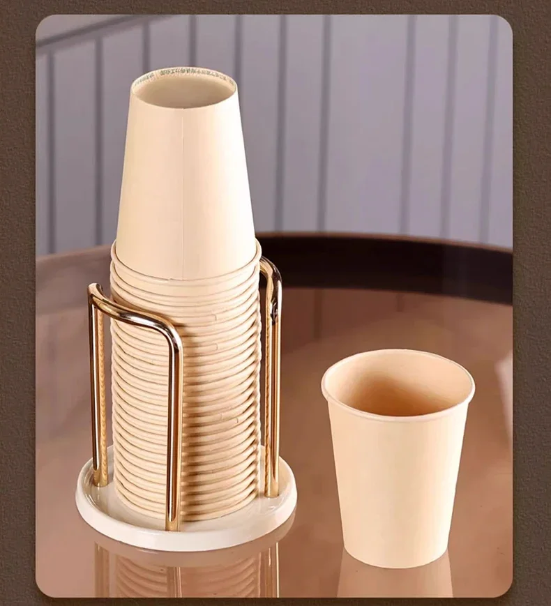 

Luxury Disposable Cup Storage Holder Water Tea Cups Dispenser Rack Shelf with Longer Stick Mug Display Stand Home Organizer