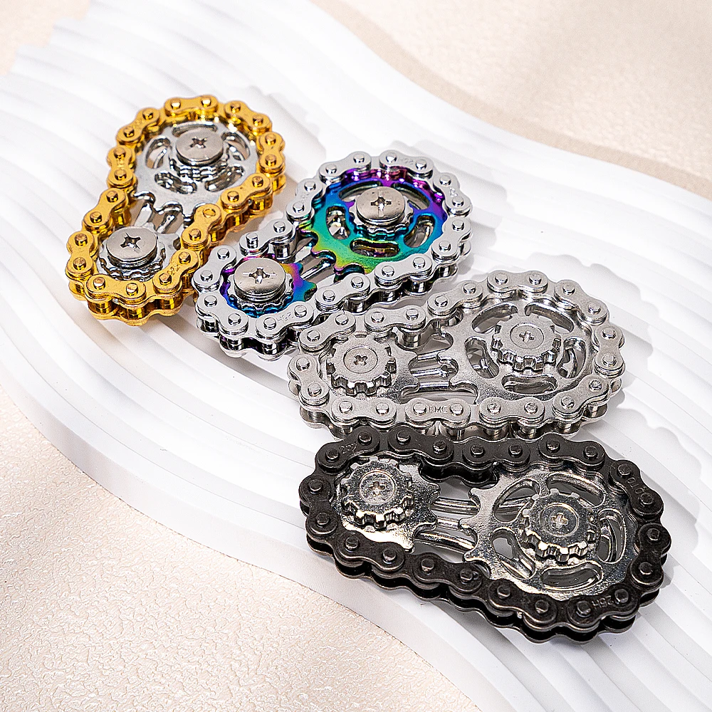 Metal Sprocket Flywheel Fidget Spinner - Bike Chain Inspired Gyro Toy for Stress Relief, EDC Fidget for Adults & Kids