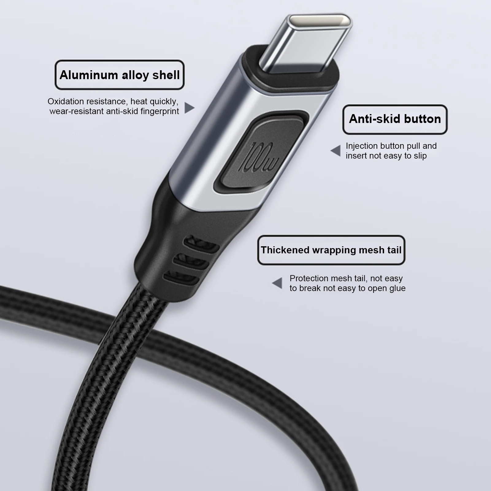 Cavo di ricarica cavo rapido con Chip Emarker 20V/5A cavo dati di tipo C intrecciato in Nylon a doppia testa per