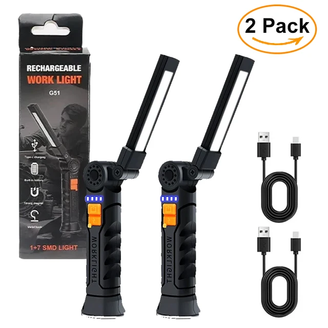 Latarka LED COB z możliwością ładowania przez USB Latarka magnetyczna Przenośna lampa wisząca z wbudowaną baterią Latarka kempingowa