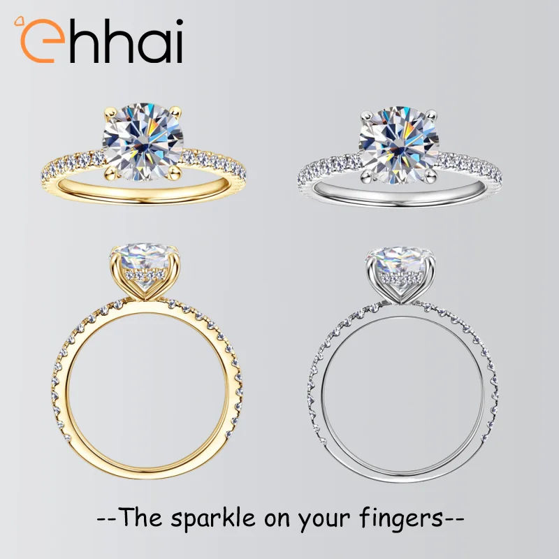 

Ehhai D VVS1 2CT Round Cut Moissanite Engagement Ring for Women Real 925 Sterling Silver Wedding Rings Fine Jewelry Gifts Anillo