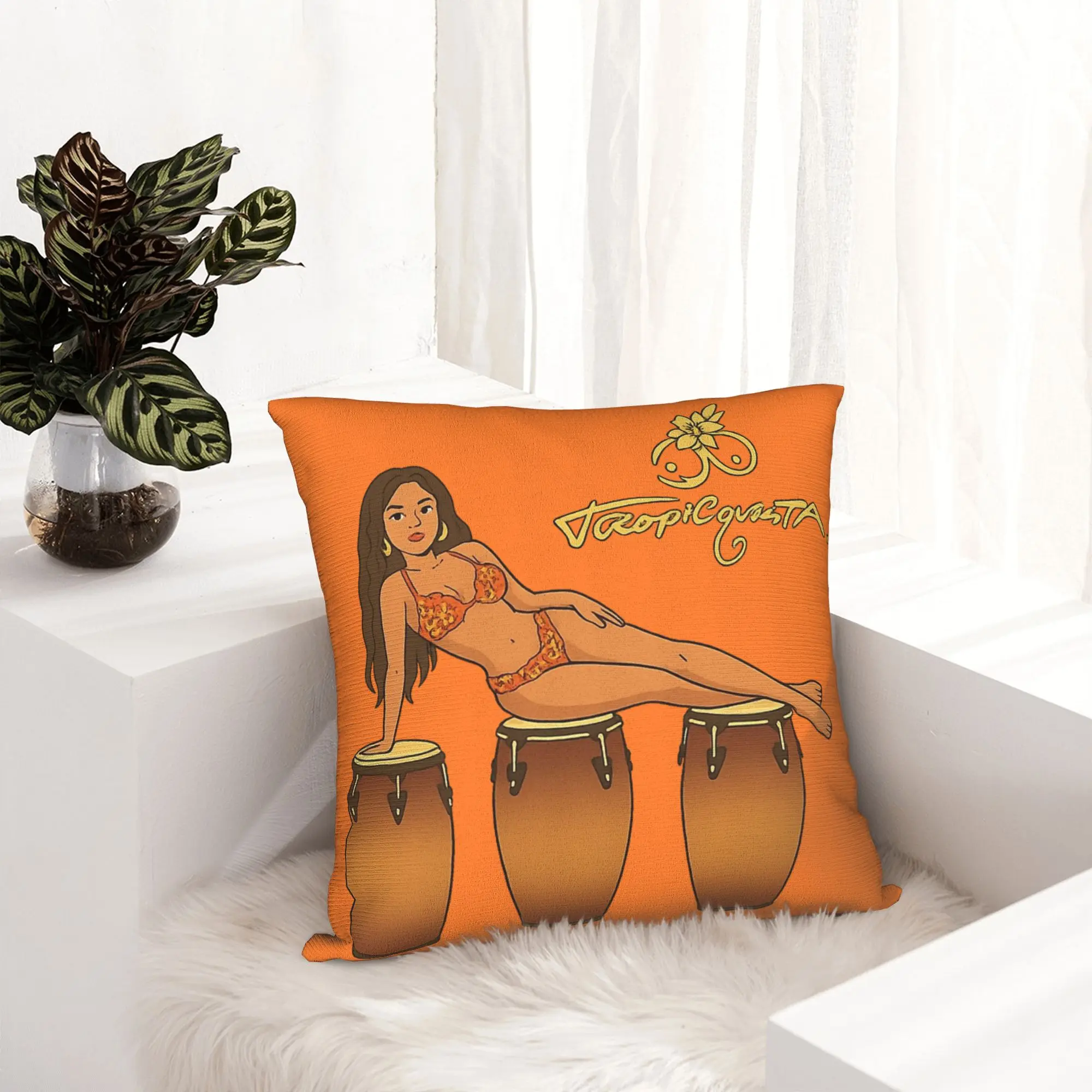 Tropicoqueta Cartoon Karol G Pillowcase Soft Polyester Cushion Cover Decor  Pillow Case Cover Seater Square 45*45cm