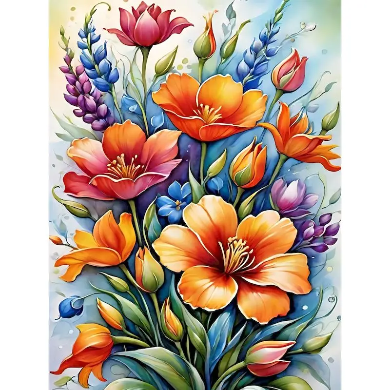 GATYZTORY Acrylic Paint By Numbers Wildflower Bouquet Diy Idea Crafts Flowers Easy Paint Picture Drawing On Canvas Living Room D