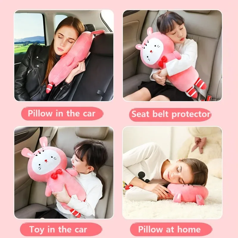 Child Car Seat Headrest Sleeping Head Support Safety Belt Cover Baby Seat Belt Protector Neck Cushion Unicorn Anime Belt Pillow