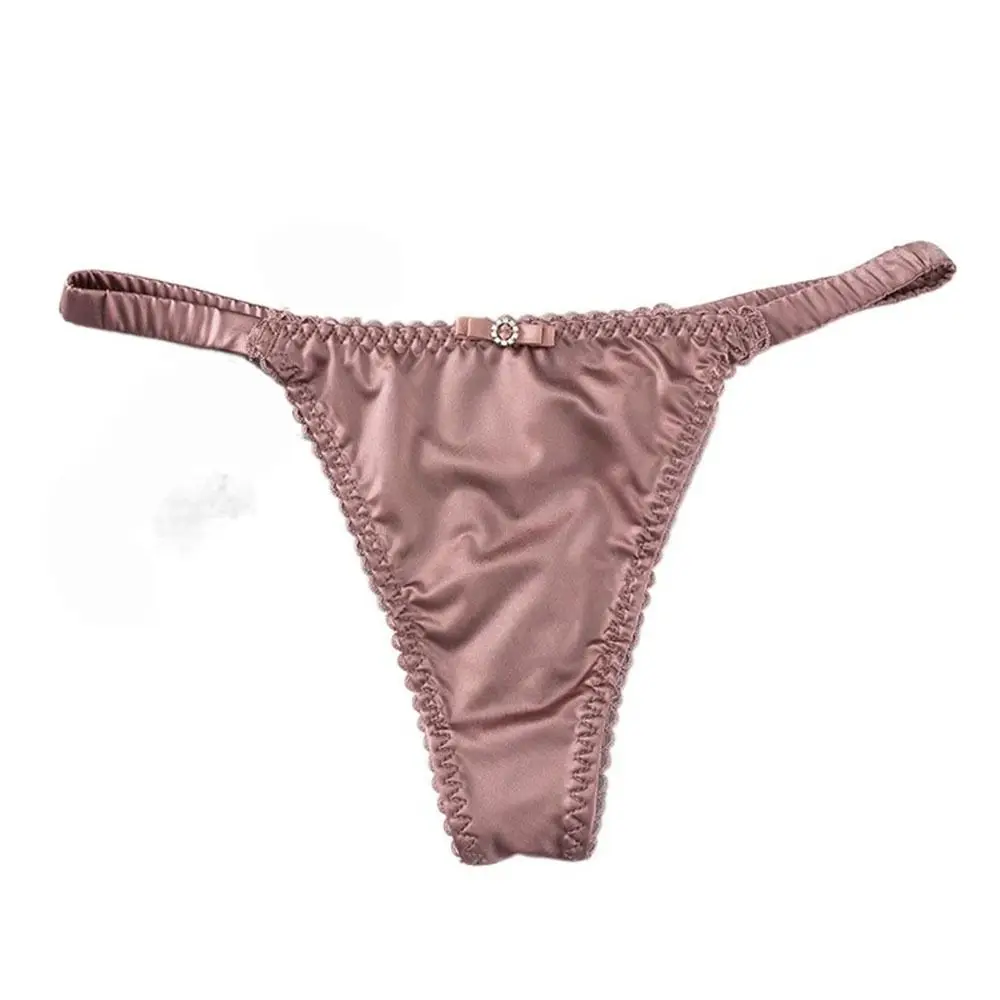 

Breathable Sweet For Girl Underpants Thin Belt Sports Panties For Women Women Thong Satin Briefs Bow Panties Female Lingerie