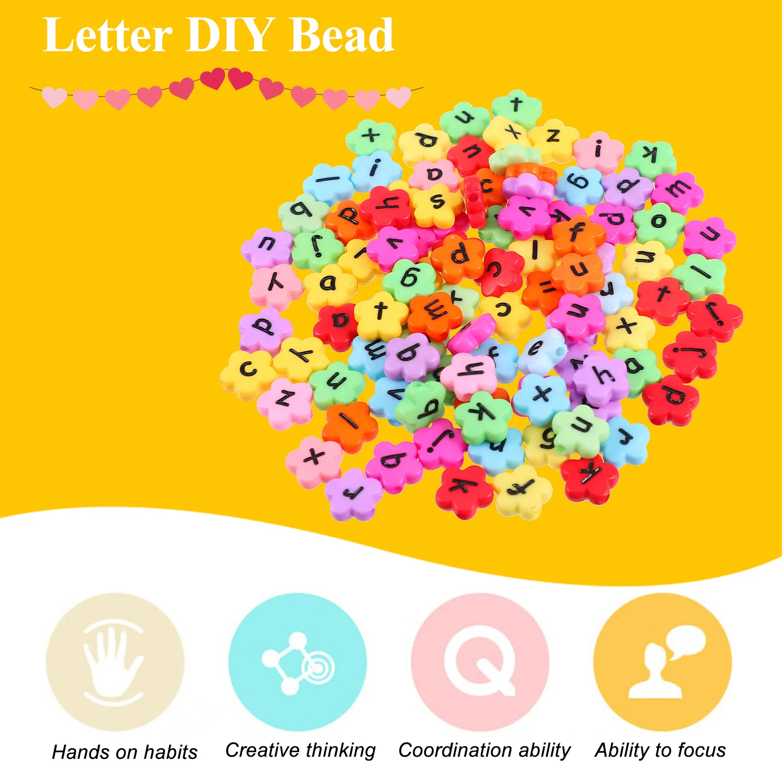 

200Pcs Acrylic Flower Shape Letter Beads DIY Loose Beads for Bracelet Necklace Jewelry Making Acrylic DIY Bead