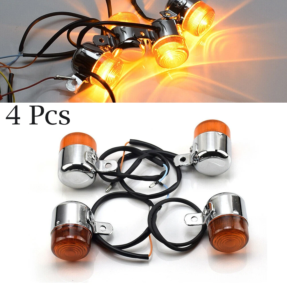 4pcs Motorcycle Turn Signal Lights Amber Blinker Flash Lamp For HONDA For CHALY For DAX CF50 CF70 CT70 ST50 ST70 ST90 Z50