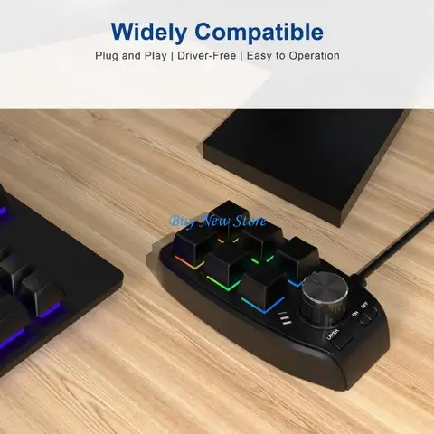 20CE 사용자 정의 프로그래밍 매크로 손잡이 키보드 6 키 1 손잡이 버튼 복사 페이스트 USB RGB
