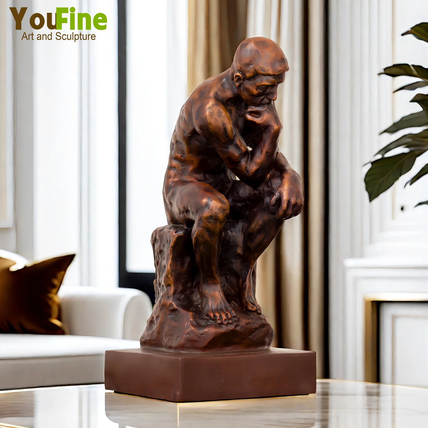 24cm Bronze Thinker Statue The Thinker Sculpture by Rodin Bronze Thinking Man Art Sculpture For Home Office Decor Crafts