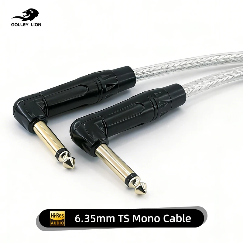 Cable de guitarra GOLLEY LION para instrumentos eléctricos, bajo, amplificador, mandolina, audio, ángulo recto a ángulo recto, cobre estañado
