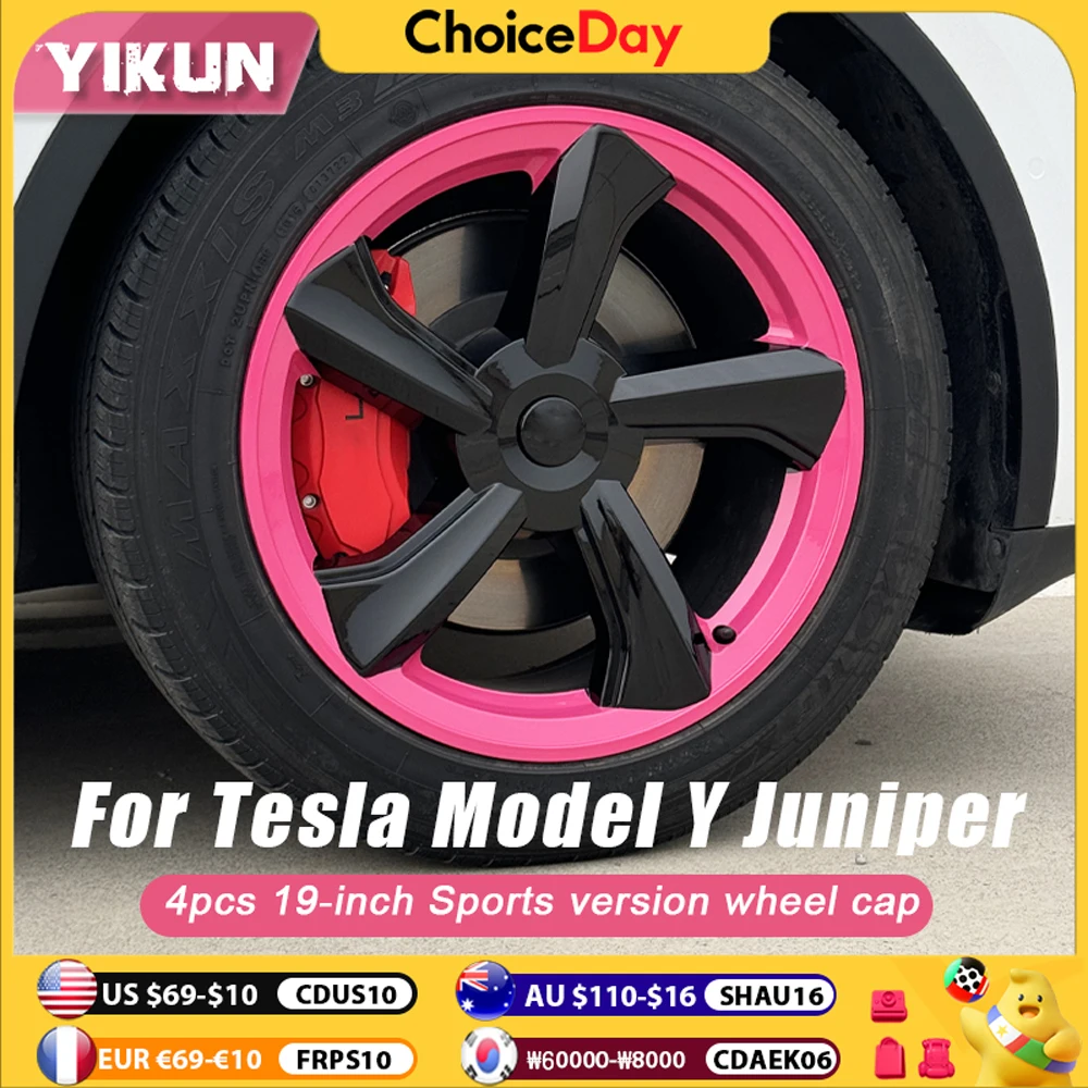 

4PCS Hub Cap for Tesla Model Y Juniper 2025 Wheel Cap 19 Inch Replacement Automobile Hubcap Full Rim Car Accessories Wheel Cover