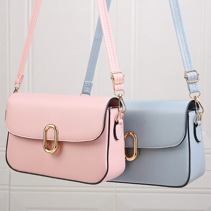 Modne torby na ramię ze skóry PU Koreańskie torby na ramię w jednolitym kolorze dla kobiet Casual Flap Small Square Bags Lady Phone Handbags