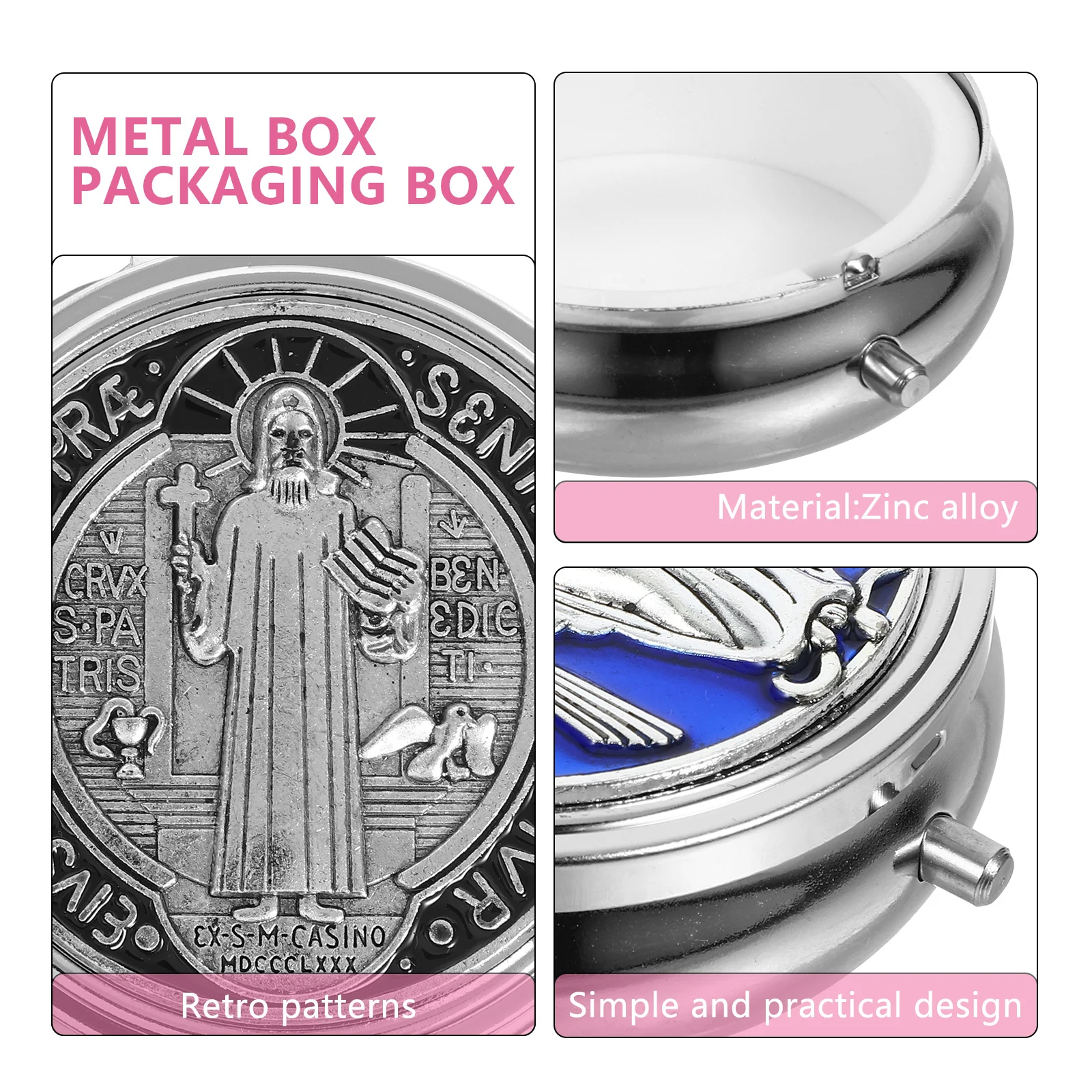 

1pc Vintage Jewelry Box Metal Ring Storage Case Small Zinc Alloy Trinket Gift Packaging Container For Rings Necklaces Bracelets