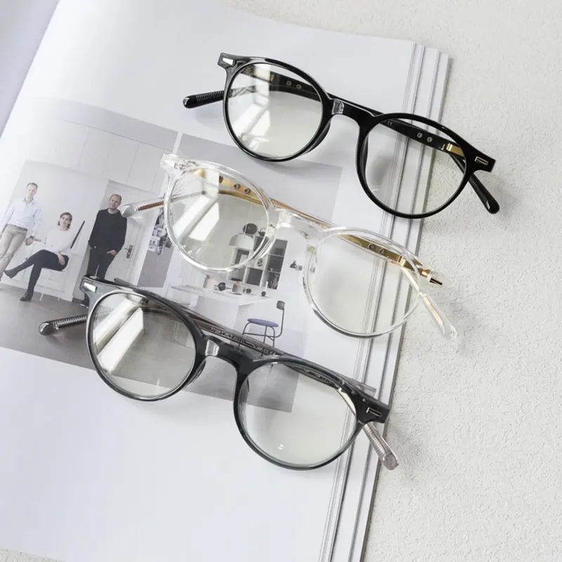 Mimiyou TR90 Nieten-Rundbrillengestell für Damen Vintage Anti-Blaulicht Optische Brillen für Herren Brillengestell UV400 Computerbrille – Detail 3