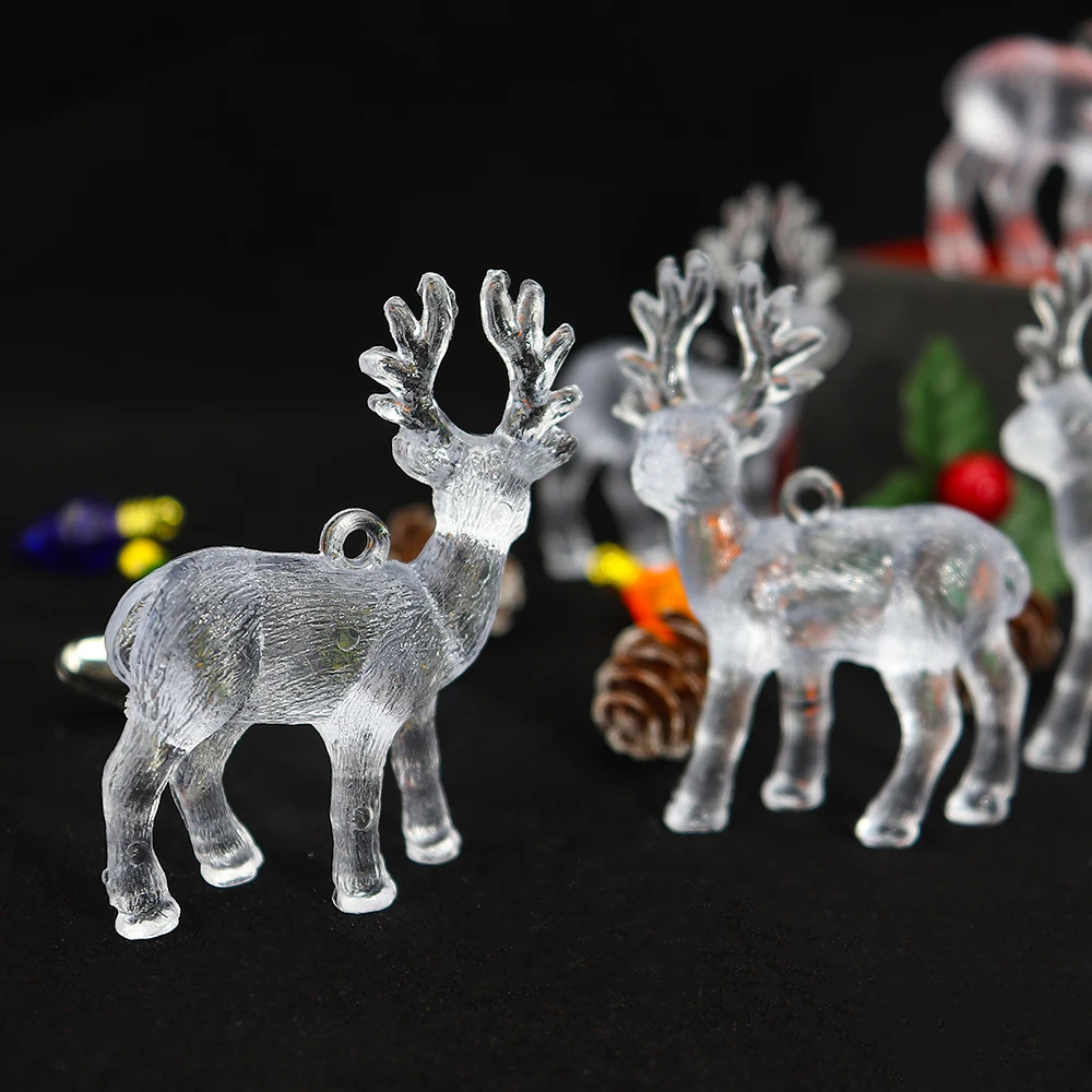 4pcs Artificial Deer Christmas Pendant Simulation Acrylic Reindeer Fairy Tale Garden Decoration Animal Statue Home Elk Ornaments