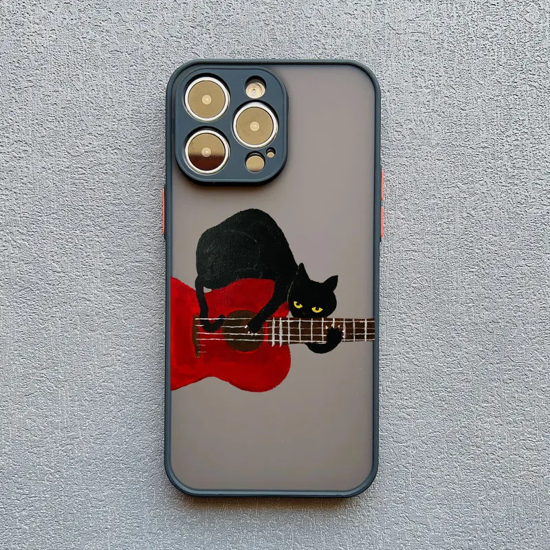 Dunkle lustige Cartoon-Katze, lustige Handyhülle für iPhone 16 14 13 12 11 15 17 Pro Max X XR XS 12 13 Mini 14 15 Plus Tierhüllen – Detail 5