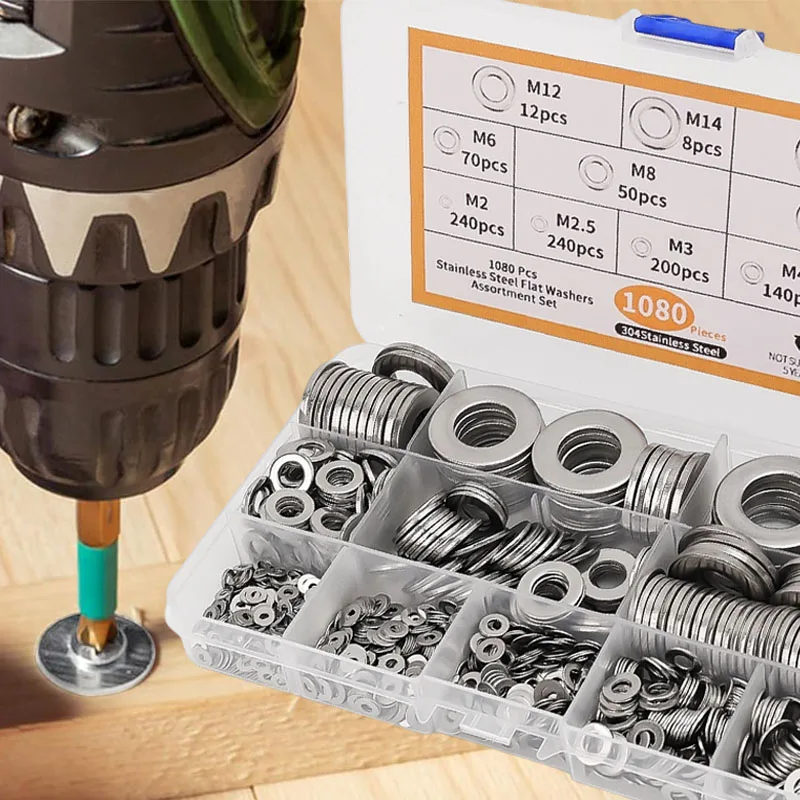 الفولاذ المقاوم للصدأ شقة غسالة مجموعة M2-M16 مسامير المسمار المعدنية O-حلقة ختم غسالات عادي جوانات السحابة الأجهزة تشكيلة أطقم #1