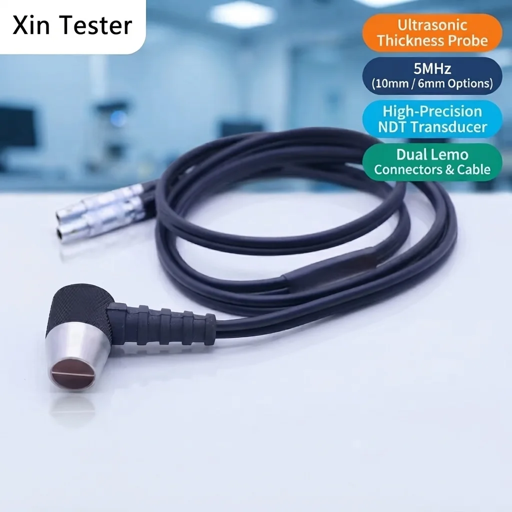 Xin Tester Ultrasonic Thickness Gauge Probe Cable Transducer Diameter 10mm/5MHz 6mm/5MHz Original Probe