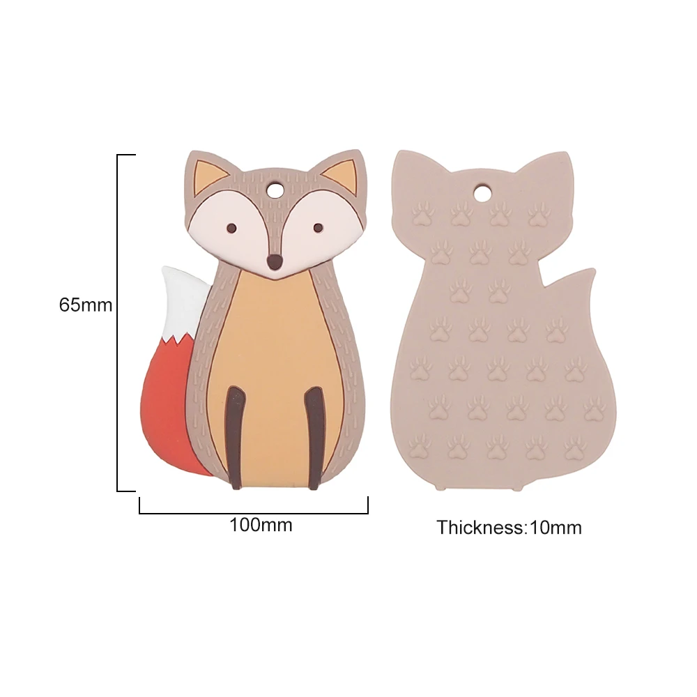 Chenkai 10pcs Silicone Fox Cat Cow Teether DIY Baby Chewing Pendant Nursing Sensory Teething Pacifier Dummy Jewelry Animal Toys