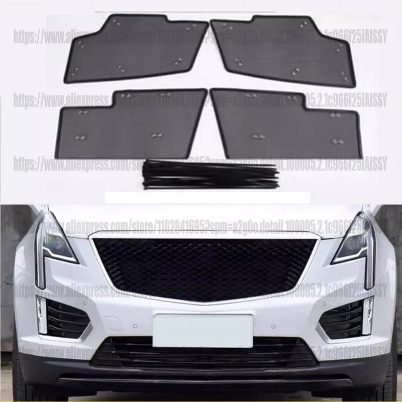 For Cadillac XT5 2020-2024 ABS Black Front Bumper Anti-Insect Net Grille 4PCS car acesssories