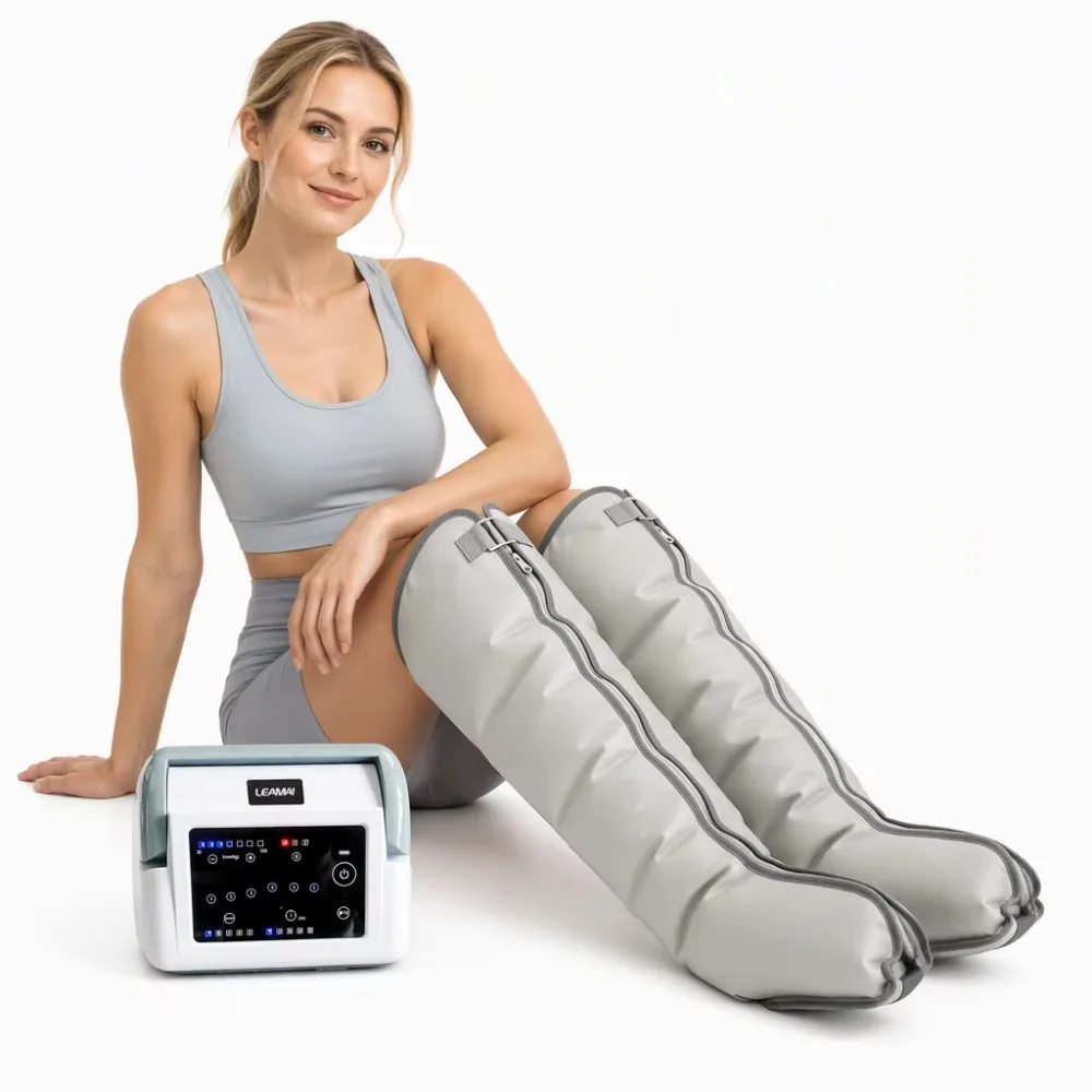 Pneumatic Leg Massager 6 Cell Rechargeable 5 Modes Touch Screen Recovery Lymphatic Drainage Air Compression Boots