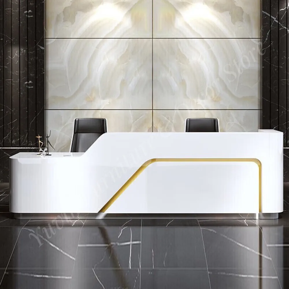 Extendable Modern Office Reception Desk Melamine Board Full Edge Sealing Customizable Colors Sizes Commercial Use