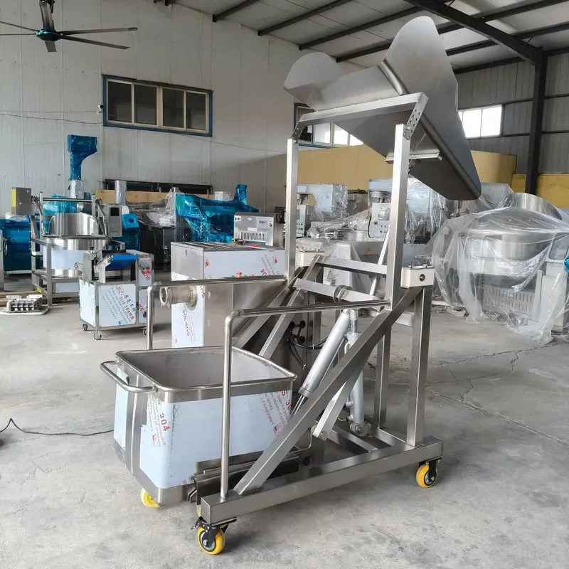 [2026] Stainless Steel 200L Automatic Meat Elevator Feeder Hopper Trolley Elevator for Lifting Meat Fruits Vegetables Seafood
