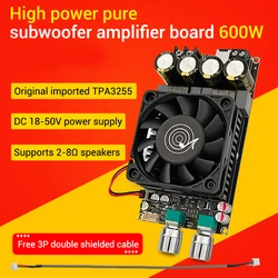 ZK-6001 DC18-50V Active Subwoofer Pure Post Amplifier Board Low-Pass Filter Mono 600W Frequency Volume Adjustment TPA3225