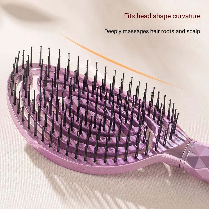 

1-Piece Purple Diamond-Shaped Handle Hollow-Out Comb for Smoothing Hair, Creating Volume, and Styling the Crown of the Head; Massage Comb for Women; Home Hairdressing Comb; Essential Home Hair Washing Comb