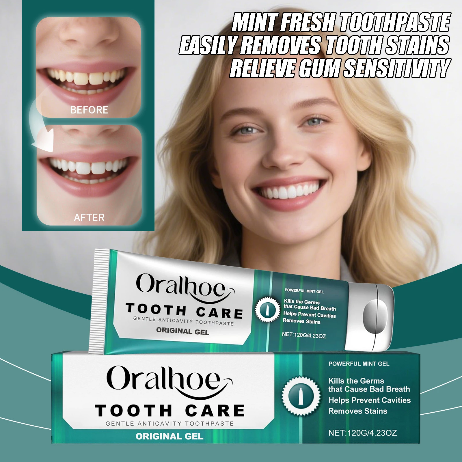 

Anticavity Toothpaste Deep Cleaning Easily Removes Tooth Stains Gently Nourish Relieve Gum Sensitivity Mint Fresh Toothpaste