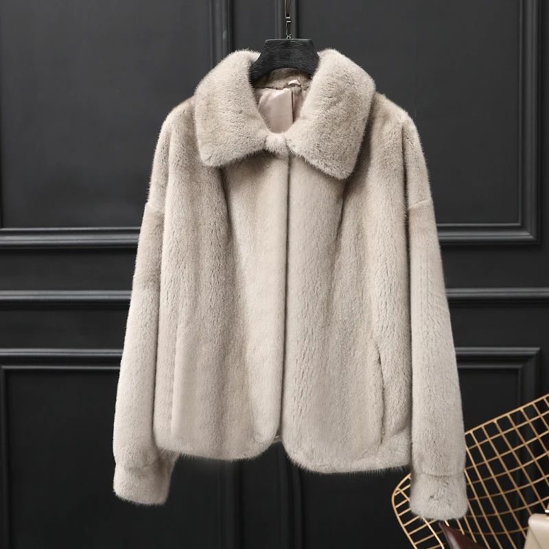 

2024 New Fashion Coat Real Mink Whole Fur Women Jacket Regular Length 100% Fur Winter Thick Warm Female Mink Fur Jacket