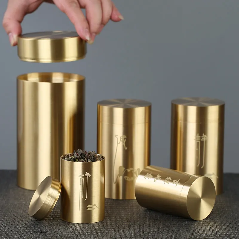 Brass Tea Canister Tea Leaf Canister Small Tea Storage Mini Portable