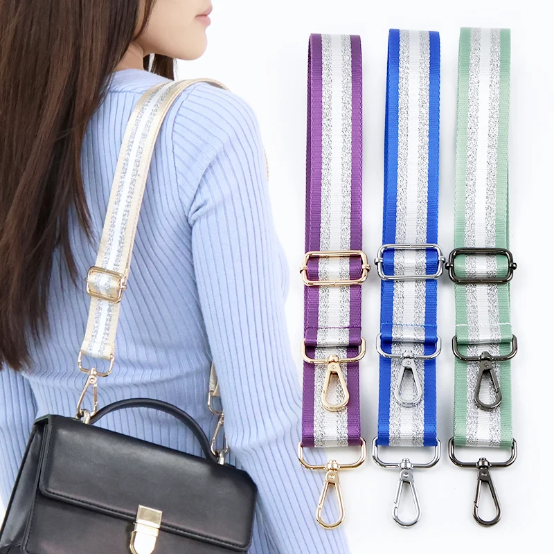 Deepeel 3,8 cm Damen-Taschenriemen, Farbe Silber, Seide, 80–130 cm, verstellbare Träger, One-Shoulder-Crossbody-Ersatztaschen-Zubehör – Detail 6