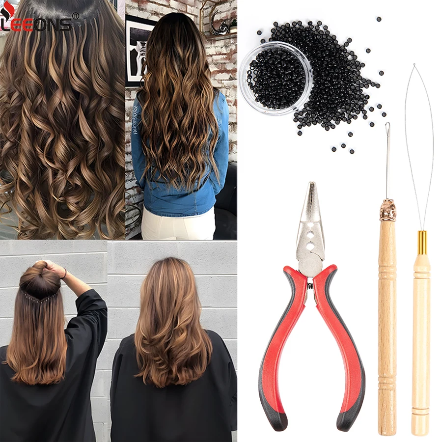 

Hair Extension Tool Kit Hair Extension Remove Pliers Pulling Hook 1000 Pcs Micro Rings Bead Tool For Professional Hair Styling