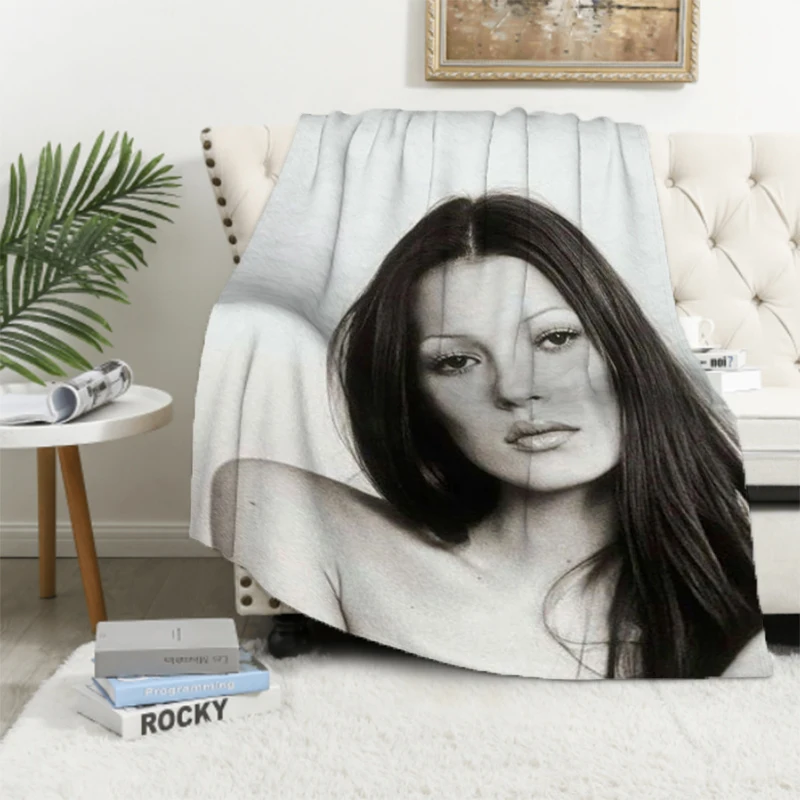 Vintage Sexy Supermodel Kate Moss Knitted Blanket Fluffy Sofa Blankets & Throws King Lid Microfiber Bedding Knee Bed Decorative